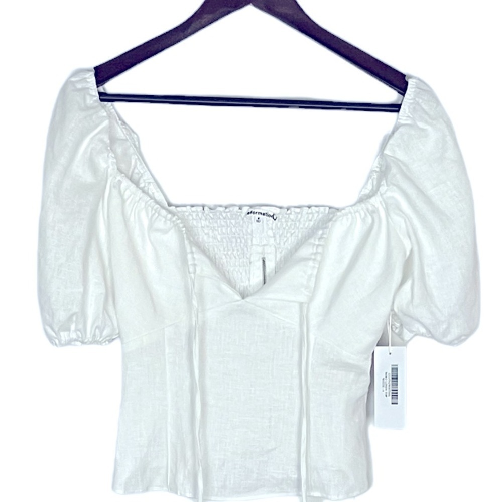 Reformation‎ Top Rory Linen Shirt Blouse Sz 6 Bohemian - Picture 5 of 12